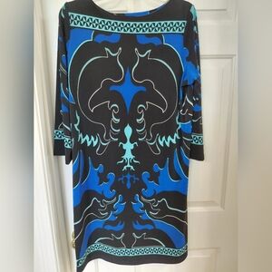 Women's Blue & Black Abstract Print Dress